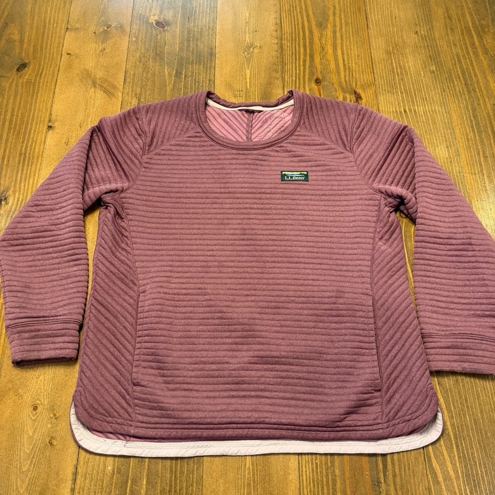LL Bean Pullover Airlight Sweatshirt Women Medium Petite Purple Crewneck